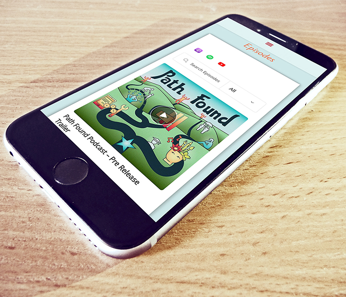 The Path Found podcast website on an iphone screen